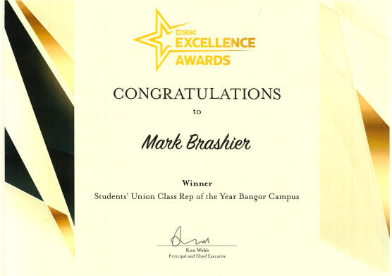 Winner Students' Union Class Rep of the Year- SERC