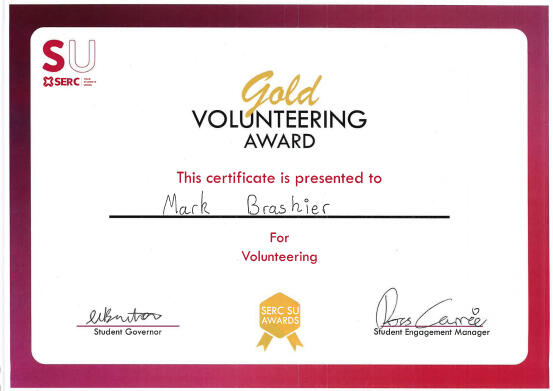 Gold Volunteer Award - SERC Students' Union